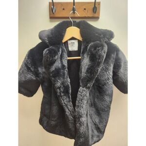 Omami Mini Black Faux Fur Coat Jacket Kids Size 2T